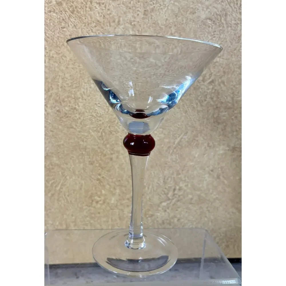 Vintage Crate & Barrel Large Purple Ball Stem Martini Glass 8